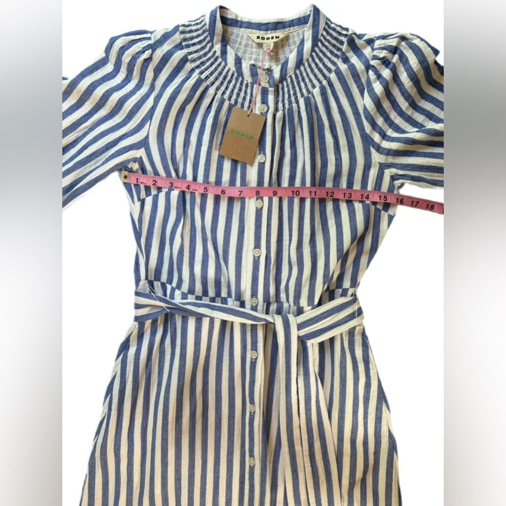 NWT Boden Ada Double Cloth Midi Dress Size 2 Blue White Stripe Coastal Preppy - Picture 11 of 16